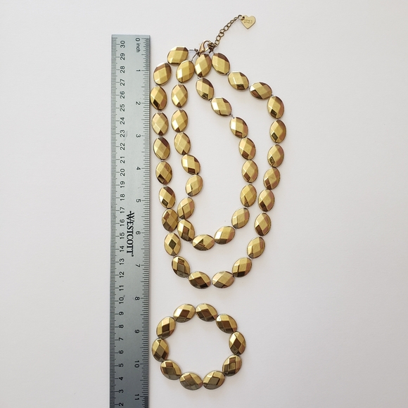 Love's Affect Heavy Gold Iron Pyrite Necklace and stretch bracelet - Picture 7 of 11